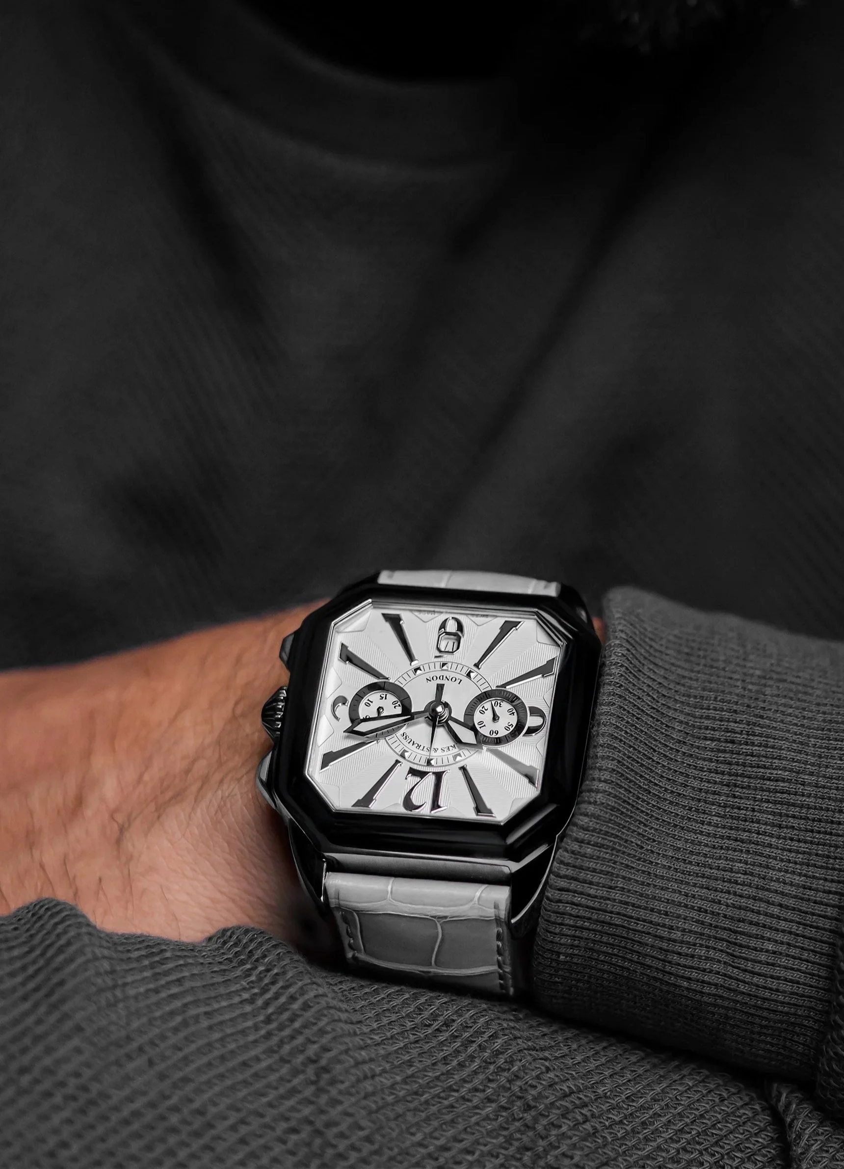 Berkeley 43 Chronograph Square Black PVD Stainless Steel Swiss